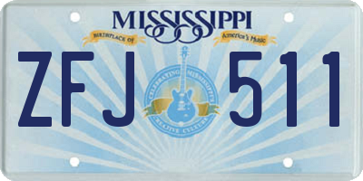 MS license plate ZFJ511