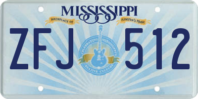 MS license plate ZFJ512