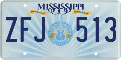 MS license plate ZFJ513