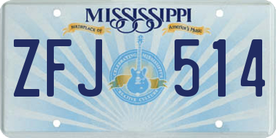 MS license plate ZFJ514