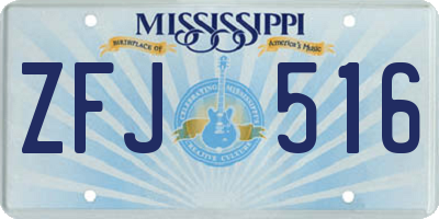 MS license plate ZFJ516