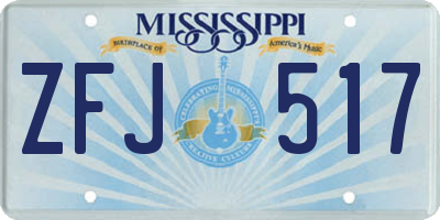 MS license plate ZFJ517