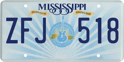 MS license plate ZFJ518