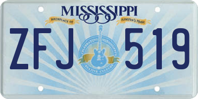 MS license plate ZFJ519