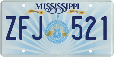 MS license plate ZFJ521