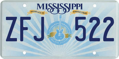 MS license plate ZFJ522
