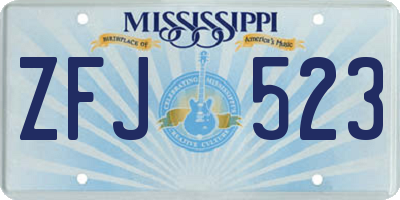 MS license plate ZFJ523
