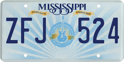 MS license plate ZFJ524