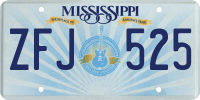 MS license plate ZFJ525
