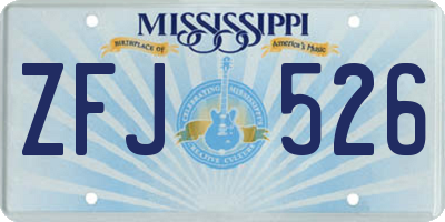 MS license plate ZFJ526