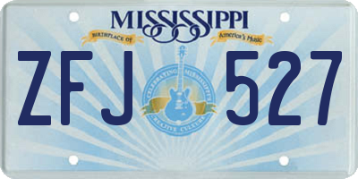 MS license plate ZFJ527