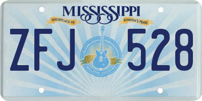 MS license plate ZFJ528