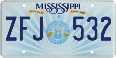 MS license plate ZFJ532