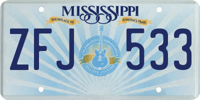 MS license plate ZFJ533