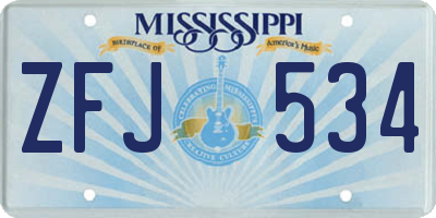 MS license plate ZFJ534