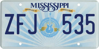 MS license plate ZFJ535