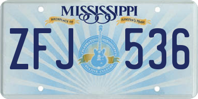 MS license plate ZFJ536