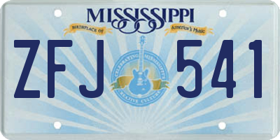MS license plate ZFJ541