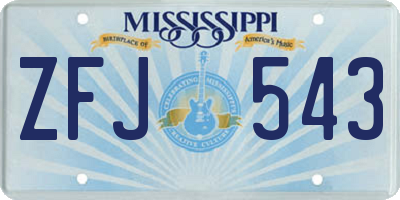 MS license plate ZFJ543