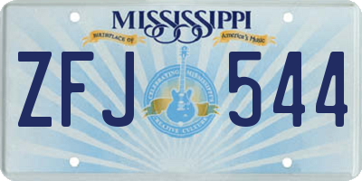 MS license plate ZFJ544