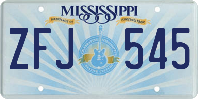 MS license plate ZFJ545