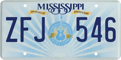 MS license plate ZFJ546