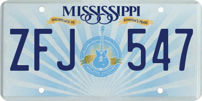 MS license plate ZFJ547