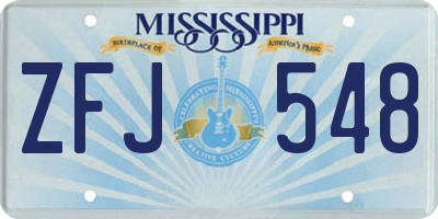 MS license plate ZFJ548