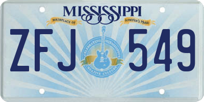 MS license plate ZFJ549