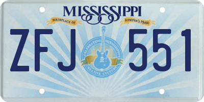 MS license plate ZFJ551