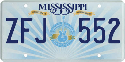 MS license plate ZFJ552