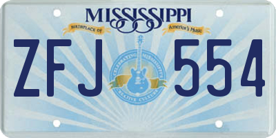 MS license plate ZFJ554