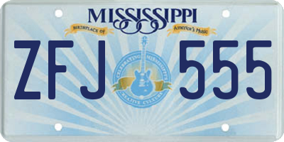 MS license plate ZFJ555