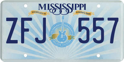 MS license plate ZFJ557