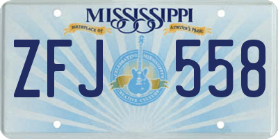 MS license plate ZFJ558