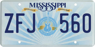 MS license plate ZFJ560