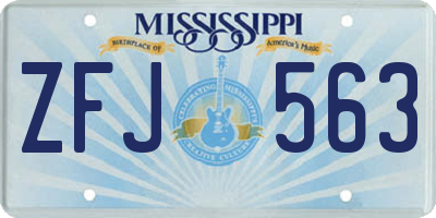 MS license plate ZFJ563