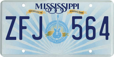 MS license plate ZFJ564