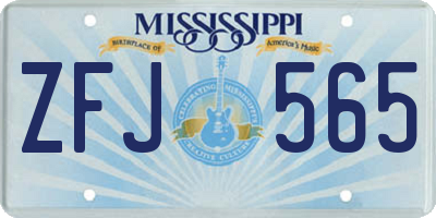 MS license plate ZFJ565