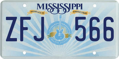 MS license plate ZFJ566
