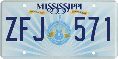 MS license plate ZFJ571