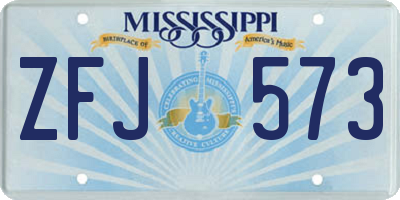 MS license plate ZFJ573