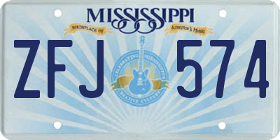 MS license plate ZFJ574