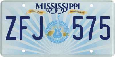 MS license plate ZFJ575