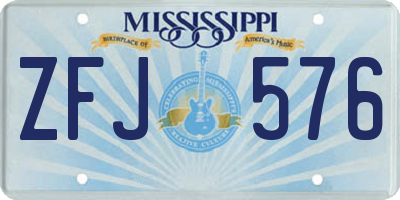 MS license plate ZFJ576