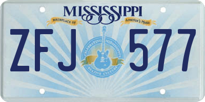 MS license plate ZFJ577