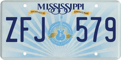 MS license plate ZFJ579