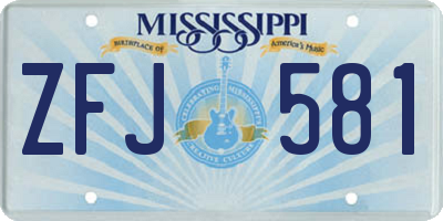 MS license plate ZFJ581