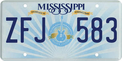 MS license plate ZFJ583
