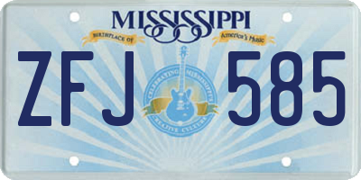 MS license plate ZFJ585